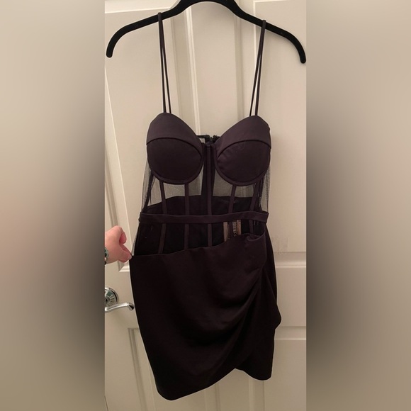 Symphony Broken Arrow South Beach Black Mesh Corset Dress NWT! Size Large - Picture 4 of 13